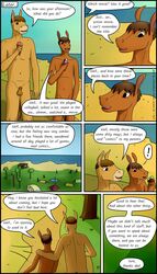 4:7 absurd_res anthro casual_nudity chapter_2 comic confusedraven dessert dialogue duo english_text equid equine father father_and_child father_and_son food hi_res horse ice_cream male mammal nudist page_27 parent parent_and_child son sunset text vacation