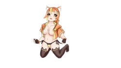 akatsuki_banmai amber_eyes cat_ears cat_panties coat gloves nijigen nijigen_project orange_eyes orange_hair panties tagme virtual_youtuber