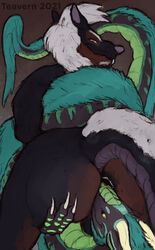 2021 anal anthro anus asian_mythology ass black_body black_fur black_scales brown_body brown_fur claws dragon duo east_asian_mythology eastern_dragon fur green_body green_fur green_scales gtskunkrat_(character) hair hi_res horn male male/male mammal mephitid mythology noodle_(character) nose_to_anus oral puffy_anus pur3 raised_tail rimming scales sex simple_background skunk smile teavern white_body white_fur white_hair yellow_eyes