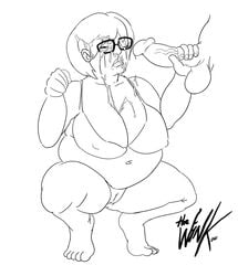 animated balls barefoot bbw big_belly big_breasts big_penis bikini bukkake cameltoe chubby covered_in_cum cum cum_bath cum_on_body cum_on_breasts cum_on_face cum_on_upper_body cumdrip cumshot disgusted dripping_cum facial glasses handjob jerking line_art nerd scooby-doo shocked shocked_expression short_hair squatting swimsuit testicles thewink thick_thighs velma_dinkley