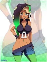 1girls alternate_breast_size breasts cleavage huge_breasts layerth marina_(splatoon) midriff nintendo solo solo_female splatoon splatoon_2