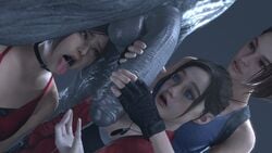 1monster 3d 3girls ada_wong ada_wong_(adriana) big_penis blue_eyes brown_hair capcom claire_redfield cock_worship female female_focus foursome glans grey_skin huge_cock jill_valentine jill_valentine_(sasha_zotova) light-skinned_female long_penis male monster mr_x penis penis_awe resident_evil resident_evil_2 resident_evil_2_remake resident_evil_3 resident_evil_3_remake stephanie23 testicles tyrant veiny_penis