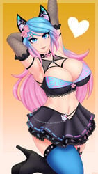 1girls blue_eyes blue_hair boots breasts female female_focus female_only heel_boots high_heel_boots high_heels huge_breasts indie_virtual_youtuber large_breasts long_hair platform_boots platform_heels silvervale twitch virtual_youtuber vshojo wolf_ears zaskart