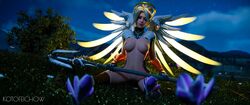 1girls 3d breasts female kotofeichow mercy night overwatch solo