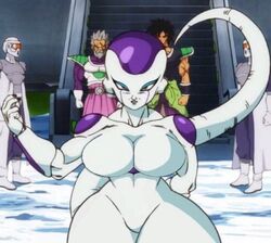 1girls alien alien_girl bald big_breasts breasts broly broly_(dragon_ball_super) curvaceous curvy dragon_ball dragon_ball_super edit female frieza genderswap humanoid large_breasts paragus rule_63 screenshot_edit tail thick_thighs white_skin wide_hips