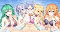 areola ass bikini bikini_top breast_grab breast_hold censored date_a_live erect_nipples hoshimiya_mukuro izayoi_miku kazamachi_yamai kyouno_natsumi murasame_reine paizuri penis swimsuits symmetrical_docking titfuck tsubasaki wet