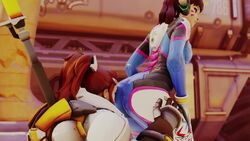 2girls 3d animated ass brigitte butt d.va dat_ass female female_only kishi longer_than_30_seconds overwatch shorter_than_one_minute twerking video video_games view