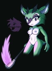 anthro archie_comics breasts clove_the_pronghorn digital_media_(artwork) female fur genitals green_body greywolfnsfw hi_res looking_at_viewer mammal nipples nude pronghorn purple_eyes pussy sega simple_background solo sonic_(series) sonic_the_hedgehog_(archie) sonic_the_hedgehog_(comics)