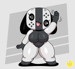 adorable anthro big_breasts black_eyes breasts canine cute cute_face dog_ears eyelashes feet female female_only grey_feet naked nintendo nintendo_switch nude nude_female solo solo_female switch_dog switchy_oled_(joaoppereiraus) white_body white_skin