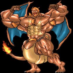 abs arms_up biceps bodybuilder bulge charizard flexing flexing_arms flexing_bicep furry furry_only huge_bulge hyper hyper_balls hyper_bulge hyper_genitalia hyper_muscles hyper_penis hyper_testicles male male_focus male_only muk100 muscle muscles muscular muscular_anthro muscular_arms muscular_ass muscular_back muscular_legs muscular_male muscular_thighs nintendo nipples pecs pokemon pokemon_(species) pubic_hair veins veiny_penis wings