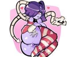 anus big_ass big_breasts cute heart-shaped_pupils leviathan_(skullgirls) simple_background skullgirls slipfaz squigly