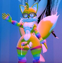 3d after_orgasm anthro big_penis bodily_fluids closed_eyes cum cum_string erection eyewear furry genital_fluids genitals glasses happy highres looking_pleasured male male_only modelling multicolored_clothing nipples nude penis rainbow_clothing redalertnsfwalertsega smile solo sonic_(series) source_filmmaker stockings tails testicles thick_thighs thighhighs vein veiny_penis waving_hand