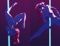 anus ass breasts edit playzholder pole_dancing pussy stripper_pole undertale undyne