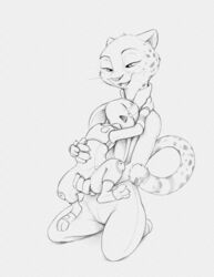 2021 anthro anthro_on_anthro cheetah closed_eyes clothed clothed_sex clothing disney duo felid feline female female/female fingering fully_clothed fur hi_res judy_hopps kii_catano kneeling lagomorph leporid looking_pleasured mammal monochrome open_mouth open_smile police_uniform rabbit s1m sex simple_background smile spots spotted_body spotted_fur uniform white_background yuri zootopia