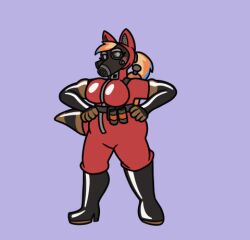 animated anthro armwear big_breasts blush boots bouncing_breasts breasts canid canine canis clothing domestic_dog elbow_gloves explosives female fempyro footwear gas_mask gloves gothycollie grenade handwear latex_gloves looking_at_viewer low_res mammal mask pyro pyro_(team_fortress_2) rubber rubber_boots rubber_clothing rubber_suit solo team_fortress_2 valve video_games weapon zipper