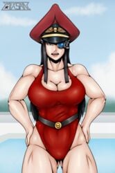 1girls abs astra_militarum commissar crossover female female_only imperial_guard imperium_of_man kill_la_kill kiryuuin_satsuki large_breasts muscle muscles muscular_female romman08 scar solo solo_female sweat warhammer_(franchise) warhammer_40k