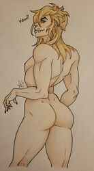 ass blonde_hair chikknwings diego_brando jojo's_bizarre_adventure light_skin solo_male steel_ball_run tagme traditional_media_(artwork)