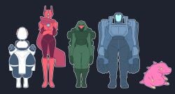 1boy 4girls acrid armor artificer_(risk_of_rain) breasts female height_difference helmet humanoid huntress_(risk_of_rain) loader_(risk_of_rain) male railgunner_(risk_of_rain) risk_of_rain risk_of_rain_2 shortstack standing tagme unknown_species welwraith