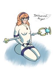 1girls bondage brown_eyes cloth_gag completely_nude femsub fire_emblem fire_emblem_echoes:_shadows_of_valentia gag genny_(fire_emblem) kneeling medium_hair necklace nintendo nipples nude nude_female orange_hair rope rope_bondage small_breasts solo solo_female staff tethered_angel wide_hips