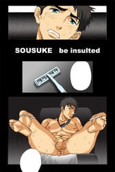 1boy bondage forced_presentation free! humiliation male male_only shaved_crotch shaving sosuke_yamazaki sousuke_yamazaki yaoi