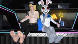 2girls 3d artist_request feet female five_nights_at_freddy's five_nights_at_freddy's:_security_breach foot_fetish fursuit presenting soles source_request tagme vanessa_(fnaf) vanny_(fnaf)