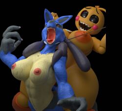 3d asphyxiation chocoscorner choking five_nights_at_freddy's lucario pokemon pokemon_(species) toy_chica_(fnaf) toy_chica_(love_taste)