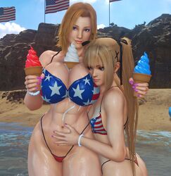 2girls 3d american american_flag_bikini athletic banskinator bikini bikini_bottom bikini_top blender blonde_hair breast_envy breast_size_comparison breast_size_difference breast_sucking_envy breasts busty casual cleavage clothing curvy curvy_body curvy_female curvy_milf dead_or_alive dead_or_alive_5 female female_only hourglass_figure huge_breasts human ice_cream large_breasts legs long_hair marie_rose medium_breasts milf pale_skin short_hair swimwear texan thick_thighs thighs tina_armstrong upper_body urbanator voluptuous young_woman young_woman_and_milf younger_female yuri