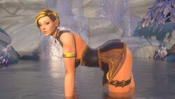 1girls ass blonde_hair blue_eyes bottomless female female_only human human_(warcraft) human_(world_of_warcraft) looking_at_viewer nora_shieldmaiden sheharahel solo thighs warcraft world_of_warcraft wow