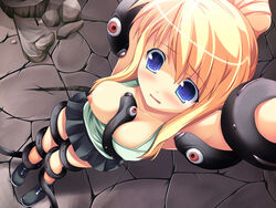 ambiguous_penetration blonde_hair blue_eyes blush boots breasts covered_penetration dutch_angle female from_above fullmetal_alchemist human implied_penetration implied_sex magicalmushroom miniskirt nipple_slip nipples no_bra ponytail rape restrained sex_under_clothes sex_under_skirt skirt solo tentacle tentacle_under_skirt tentacles_under_clothes tied_hair winry_rockbell