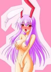 animal_ear blush breasts bunny_ear censored fur jon_(artist) large_breasts long_hair masturbation nipples pointless_censoring purple_hair red_eyes reisen_udongein_inaba saliva touhou