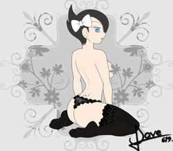 ass blue_eyes breasts dat_ass dave619 female female_only goth gothic_lolita human marley_(pokemon) nintendo panties pokemon pokemon_dppt solo stockings thighhighs