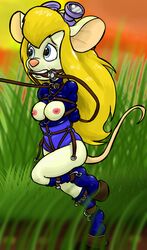 bondage breasts chip_'n_dale_rescue_rangers disney gadget_hackwrench gag lahsparkster nipple nipples taut_leash what