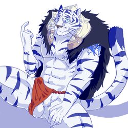 1boy anthro balls erection feline fur furry male male_only penis seitora solo tiger underwear