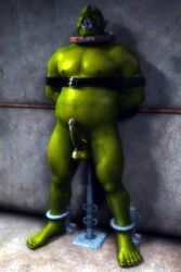 3d 3d_(artwork) arms_behind_back bdsm bondage captured collar collared corwyn gay legs_shackled male male_only no_humans orc orc_male shackled shackles solo solo_male