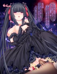 1boy bangs black_hair blunt_bangs breasts breasts_out cowgirl_position dress female gothic_lolita groping highres large_breasts lolita_fashion manma_(manmamia) nipples original personality_switch red_eyes red_nails rule_63 sex sidelocks straddling straight twintails vaginal_penetration