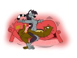 absurd_res anthro avi cowgirl_position duo female from_front_position furniture happy happy_sex hi_res lemur lutrine male male/female mammal mitchell mustelid on_bottom on_top primate sex sofa spanking strepsirrhine tongue xanaduxxx