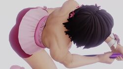 3d animated ass_shake butt capcom kishi p pants pole pole_between_ass sakura_kasugano short_hair street_fighter twerking video video_games