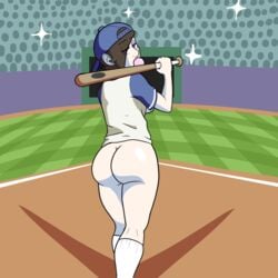 ass ass baseball_bat baseball_cap baseball_uniform bubble_butt dashingnsordid shayna_(dashingnsordid)