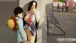 1boy 1girls 3d 3d_(artwork) black_hair blender boa_hancock estatic female happy male monkey_d_luffy naanbeat no_panties one_piece penetration public_sex pussy school school_uniform schoolgirl schoolgirl_uniform sex standing standing_missionary standing_sex straw_hat vagina vaginal_penetration vaginal_sex