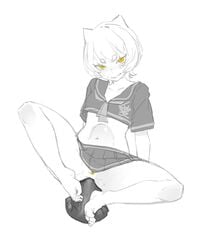 1girls anal anal_sex anal_training belly_bulge blush bulge clothed clothing crop_top cute dildo feet female female_only flat_chest large_insertion liren44 masturbation monochrome mostly_clothed nekomimi sex short_hair sketch skinny skirt solo stomach_bulge teenager upskirt wet yellow_eyes