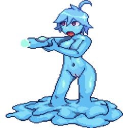 blue_hair blue_skin foxy_rain_(foxyreine) foxyrain_(foxyreine) foxyreine magical_waifus_academy monster_girl pixel_art slime_girl tagme transparent_background wataponno