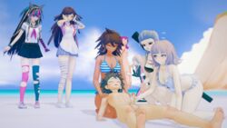 2boys 3d 6girls artist_request beach blowjob danganronpa danganronpa_2:_goodbye_despair fellatio female handjob hinata_hajime kazuichi_souda koikatsu mioda_ibuki nanami_chiaki nude_male owari_akane pekoyama_peko smooth_skin sonia_nevermind swimsuit tsumiki_mikan watching