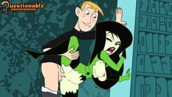 1boy 1girls accurate_art_style assertive_male bent_over black_hair blonde_hair breasts breasts_out defeated defeated_villainess disney disney_channel exposed_breast exposed_breasts exposed_nipples female from_behind happy_male horny_female kim_possible long_hair male nipple_piercing nipples one_leg_up open_mouth pale-skinned_female penis pussy questionable_(artist) ripped_clothing ron_stoppable sex shego thin_female vagina vaginal_penetration vaginal_sex villainess