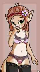 anthro blush bra breasts canid canine clothed clothing cute_face female hair into_the_wild_(game) karat.3l mammal panties simple_background small_breasts solo tara_(intothewild) underwear underwear_only