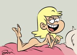 bed blonde_hair completely_nude completely_nude_female female jose-miranda leni_loud nickelodeon nude nude_female nudity the_loud_house