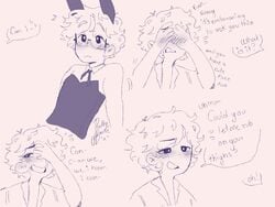 2boys blush bunny_ears bunnysuit comic consensual covering_face crossdressing cute dream_smp embarrassed flustered gay glasses humanoid male male/male minecraft_youtubers prettybonnie17 quackity scar slime slime_boy slimecicle