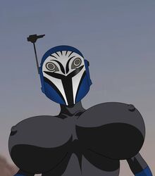 1girls alternate_breast_size artist_request big_breasts bo-katan_kryze bodysuit breasts bulge clone_wars clothed clothed_breasts clothing female female_only front_view huge_breasts mandalorian_armor mandalorian_helmet nipple_bulge skin_tight solo star_wars tagme upper_body