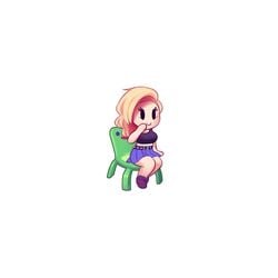 1girls animal_crossing animated ass blonde_hair cassidy_(saymanart) chair crop_top cute dat_ass froggy_chair fully_clothed light-skinned_female meme music nintendo saymanart skirt sound source_request thighs video year_request