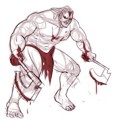 1boy angron bara bara_tiddies bara_tits blood blood_on_chest blood_on_hand butcher's_nails facepaint imperium_of_man loincloth male_focus male_solo muscular muscular_male nipples primarch sketch sketchy solo_male syberfab warhammer_(franchise) warhammer_40k world_eaters