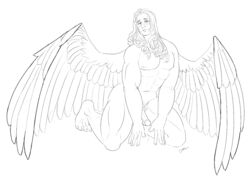 1boy bara bara_tiddies bara_tits big_penis black_and_white blood_angels blush blushing gay imperium_of_man kneeling line_art lineart long_hair long_hair_male male_focus male_solo muscular muscular_male nipples penis penis_out precum precum_drip presenting_penis primarch pubic_hair sanguinius_(warhammer_40k) solo_male syberfab warhammer_(franchise) warhammer_40k wings